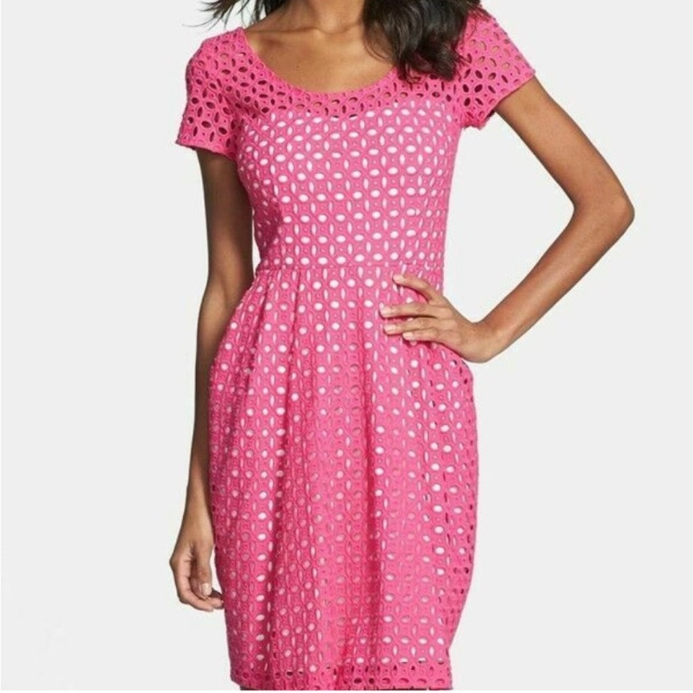 Betsey Johnson Hot Pink Eyelet Dress Size 6